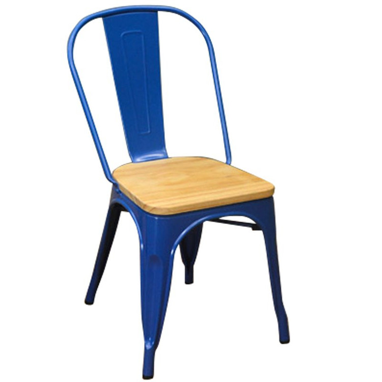 Retro Blue Dining Chair Metal Wrought Iron