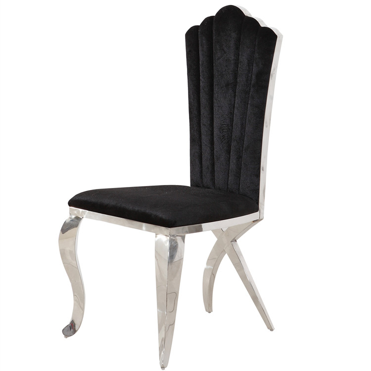 Metal High Back Black Velvet Dining Chairs