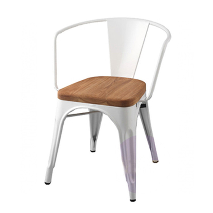 Modern Metal Frame White Dining Chair Upholstered