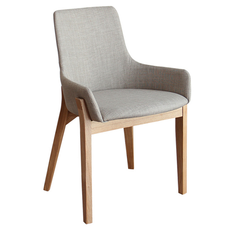 Wooden Fabric Grey Upholstered Dining Chair