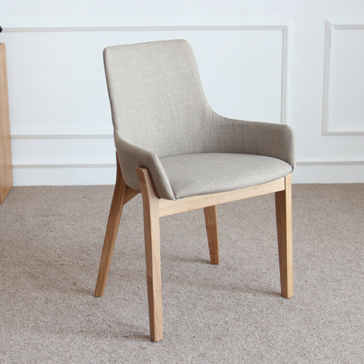 Wooden Fabric Grey Upholstered Dining Chair